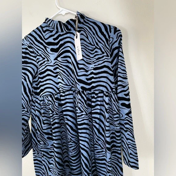 VIBE Blue and Black Zebra Print Dress Big Girl or Women's Size 14 NWT - Picture 4 of 15